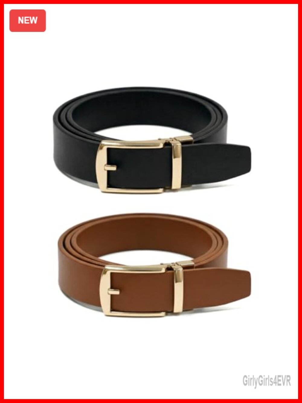 2-Pack Women's Ratchet Belt No-Holes Micro-Adjustable PU Leather